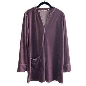 Soft Surroundings Emmaline Lilac Purple V Neck Velvet Long Sleeve Tunic Top